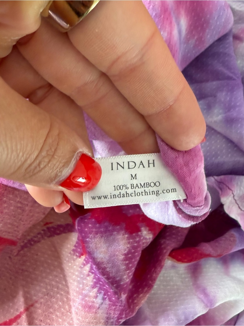 Indah Swan Dress -Lavender Tie-Dye Floral V-Neck Sundress - Picture 6 of 7